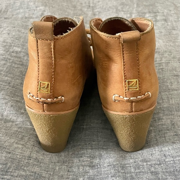 SOLD SPERRY Cognac Leather Wedge Shoe/Bootie 7.5 - Picture 6 of 10
